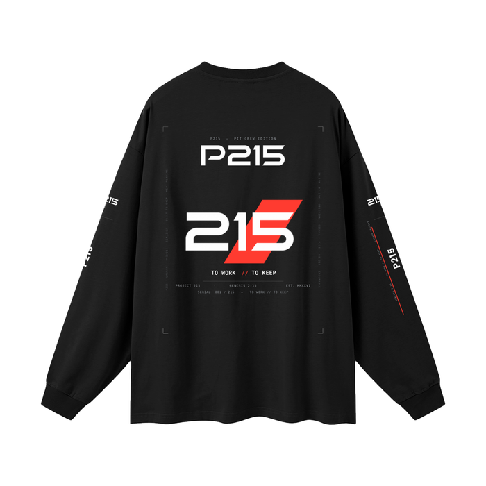 P215 Oversized Long Sleeve Tee — Launch Edition · 001 / 215