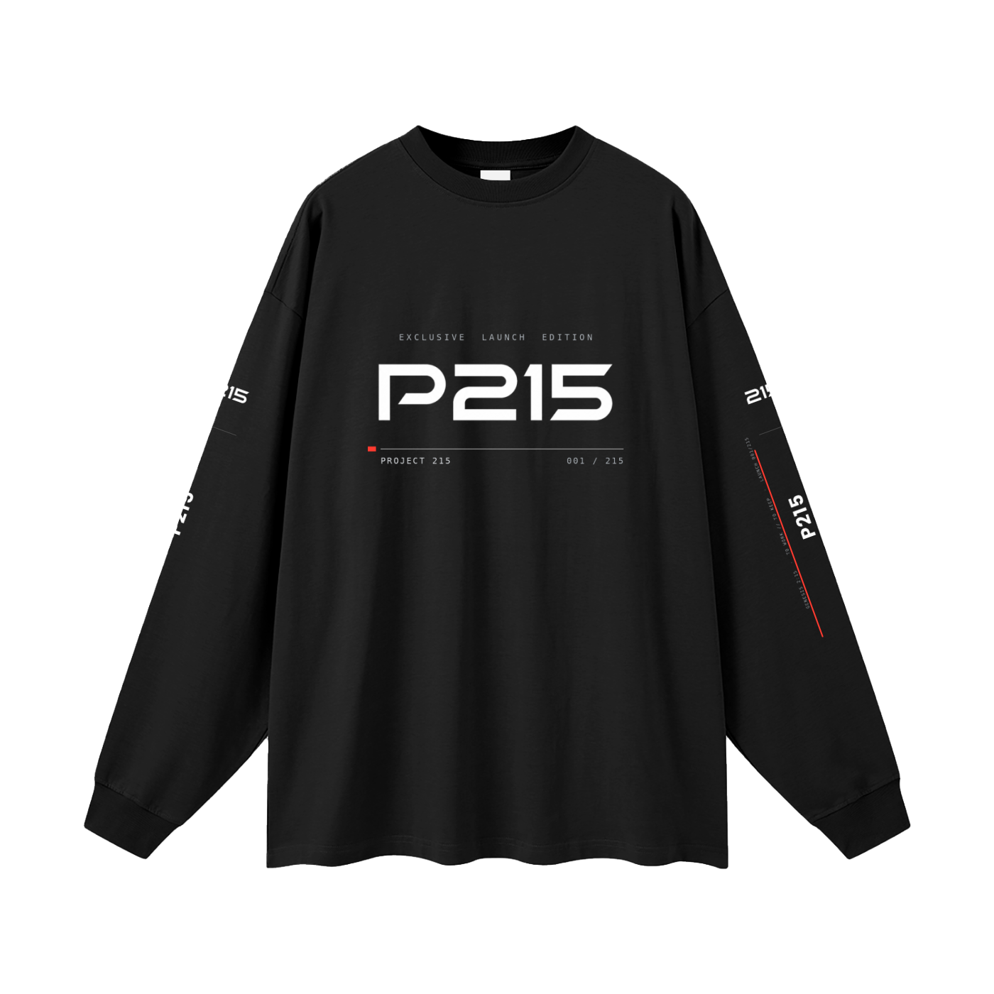 P215 Oversized Long Sleeve Tee — Launch Edition · 001 / 215