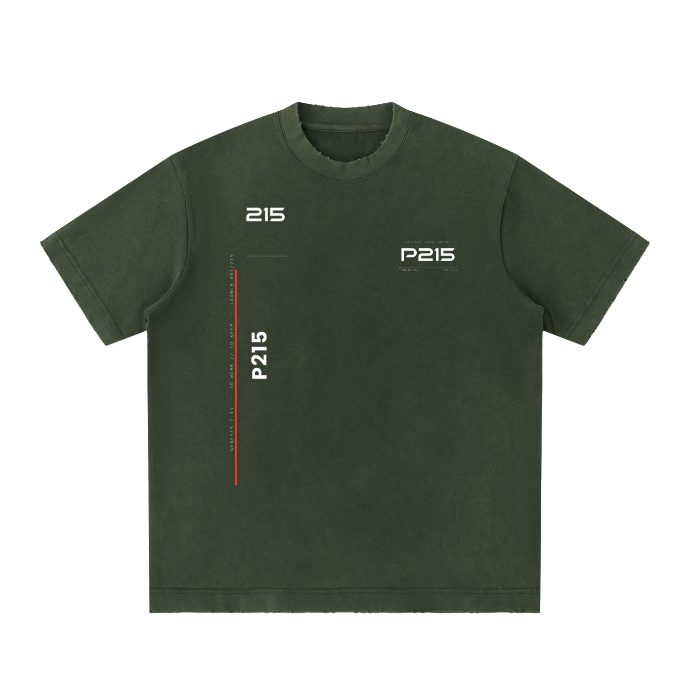 P215 Heavyweight Washed Tee — Launch Edition · 001 / 215